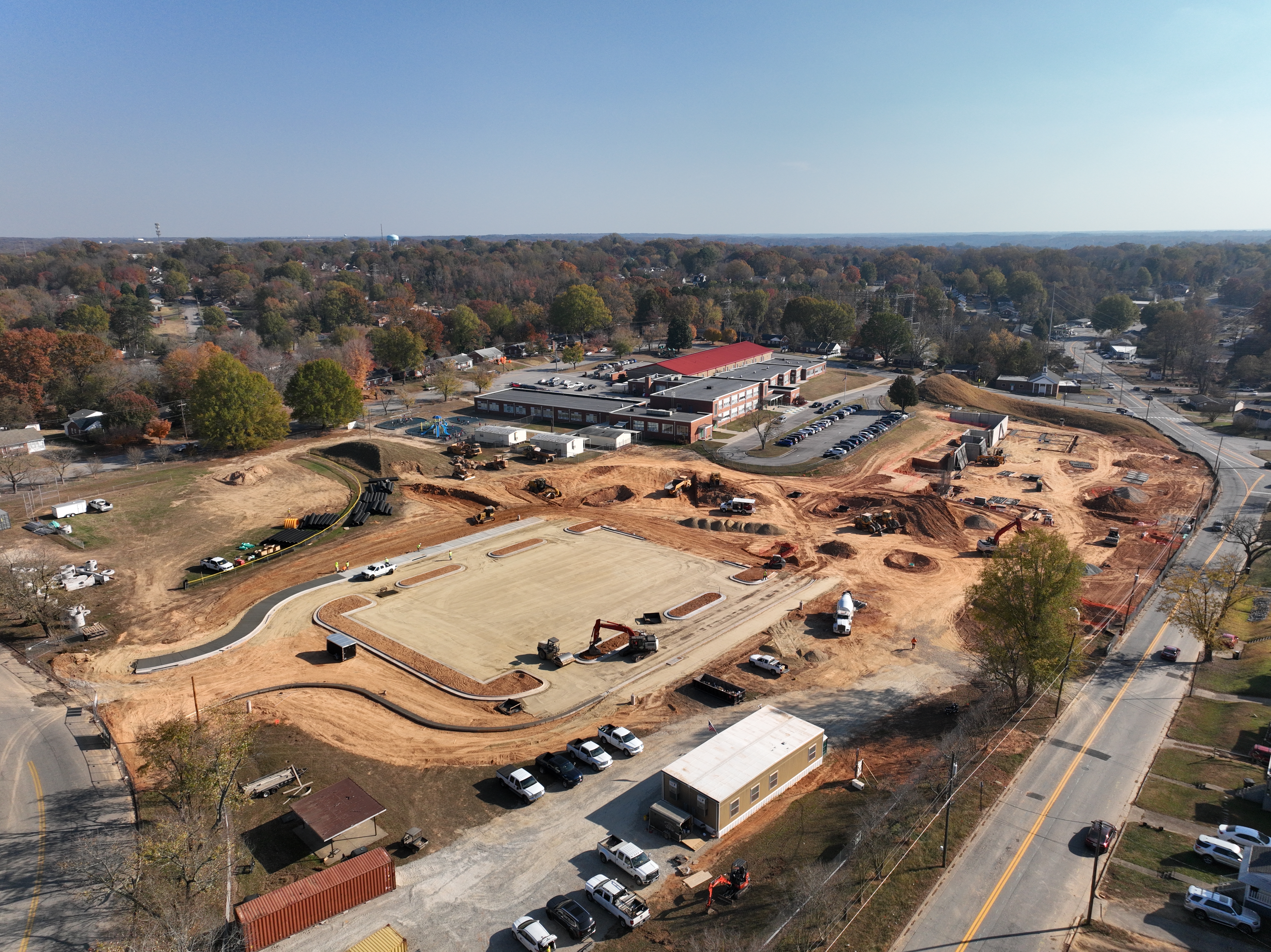 Aerial view of a Sellers Brothers site-development and grading project underway in the Southside Virginia / Northern Piedmont NC region